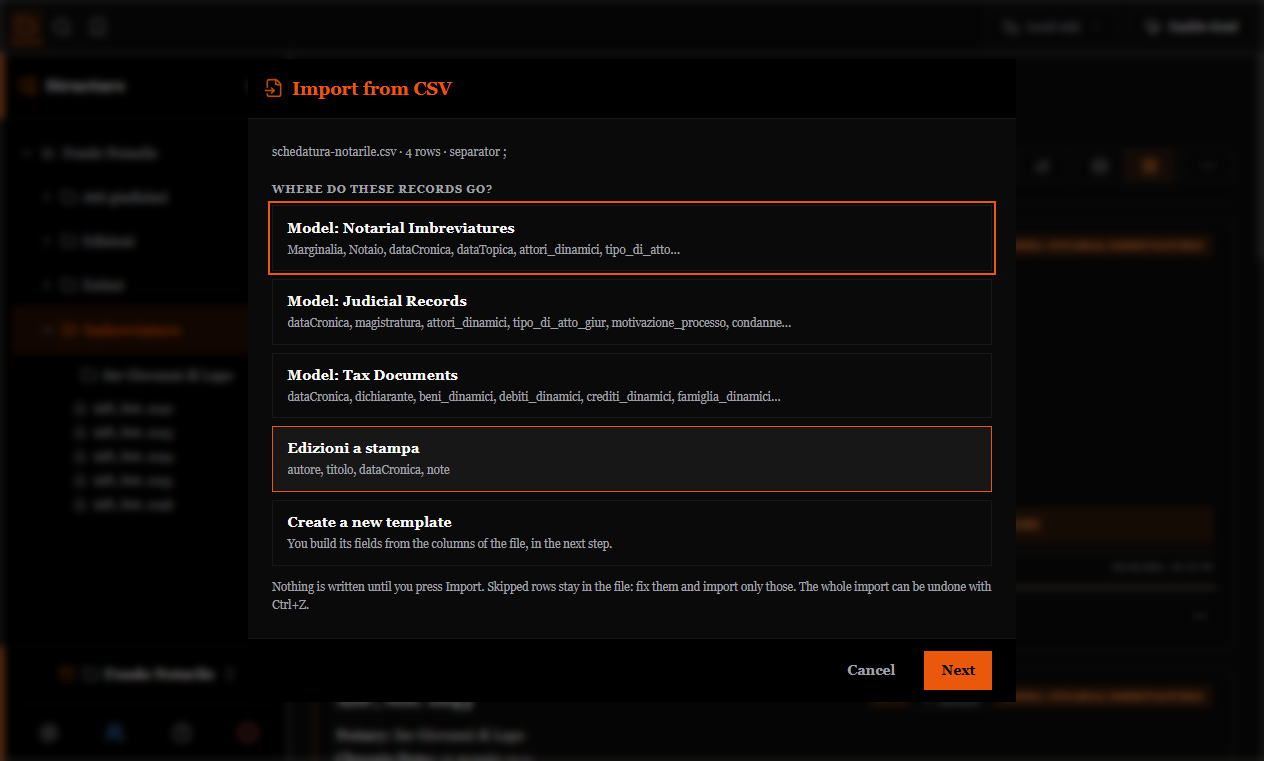 The first import step: choosing the document model