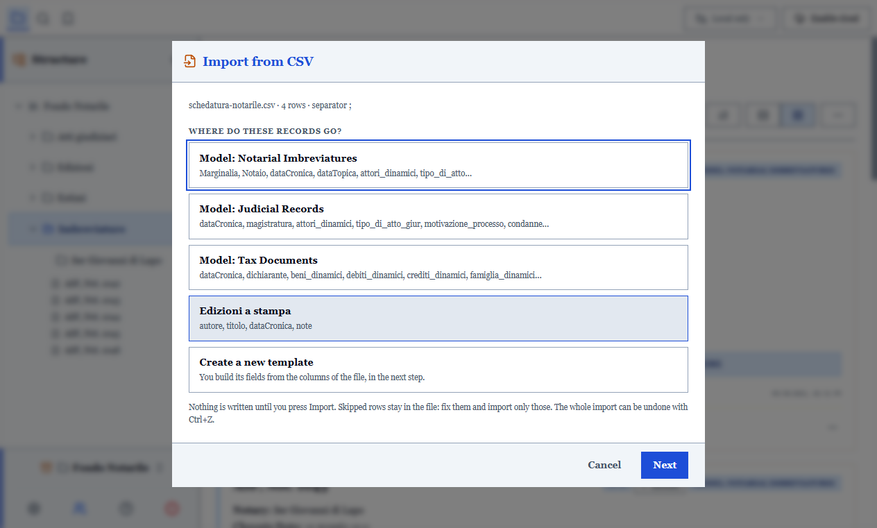 The first import step: choosing the document model